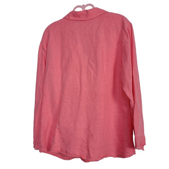 Cut Loose Womens Pink 100% Linen Button Up Cardigan Blouse Top Size M USA - Picture 2 of 4